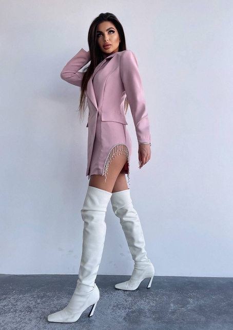 Приталена сукня-піджак, декорована бахромою зі страз | PUSHKA SHOP