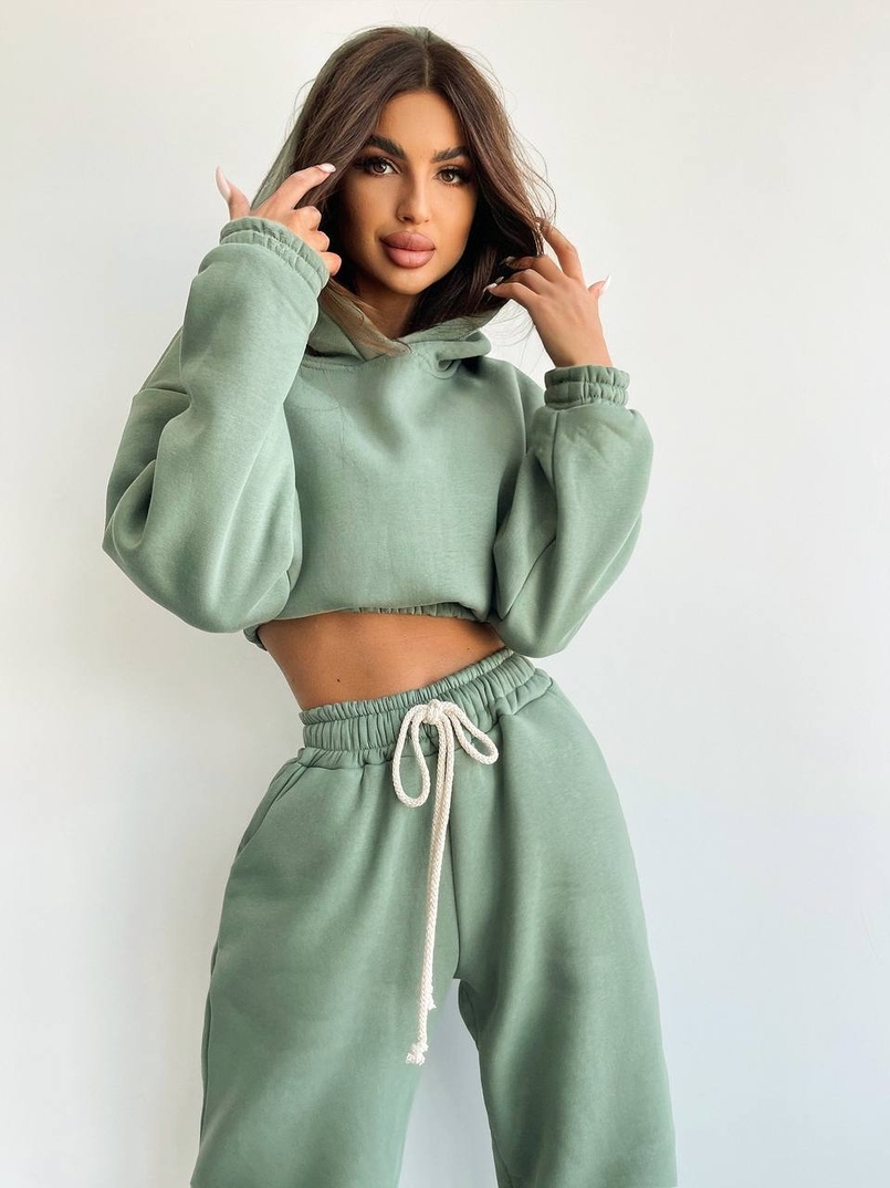 Базовый костюм на флисе с объемными капюшоном Базовый костюм на флисе с объемными капюшоном | PUSHKA SHOP