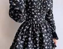 Сукня з квітковим принтом з воланами на ґудзиках  Сукня з квітковим принтом з воланами на ґудзиках  | PUSHKA SHOP