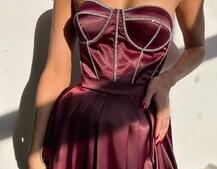 Комплект: корсет-бюстьє , декорований стразами + спідниця максі з розрізом Комплект: корсет-бюстьє , декорований стразами + спідниця максі з розрізом | PUSHKA SHOP