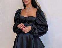 Атласна корсетна сукня бюстьє з пишною подвійною спідницею та об‘ємними рукавами Атласна корсетна сукня бюстьє з пишною подвійною спідницею та об‘ємними рукавами | PUSHKA SHOP