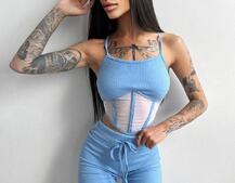 Трикотажный комплект: корсетный топ на косточках + леггинсы | PUSHKA SHOP