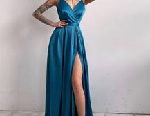 Платье макси с разрезом на юбке и запахом на груди   Платье макси с разрезом на юбке и запахом на груди   | PUSHKA SHOP