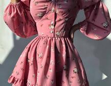 Лялькова сукня з пишною спідницею та корсетним верхом з ніжним квітковим принтом  | PUSHKA SHOP