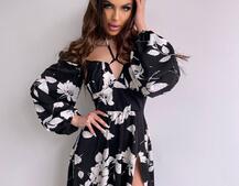 Сукня міді з квітковим принтом  | PUSHKA SHOP