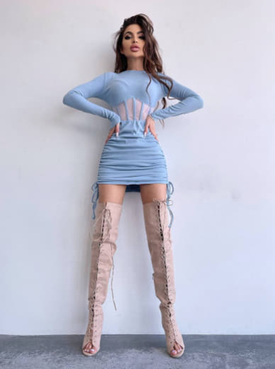 Сукня-міні  з елементами корсету  Довжину спідниці можна регулювати  | PUSHKA SHOP