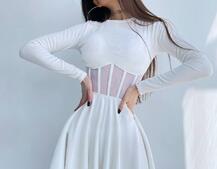 Приталена сукня з корсетною вставкою та спідницею-сонцем | PUSHKA SHOP