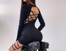 Трикотажное платье по фигуре  со шнуровкой  | PUSHKA SHOP