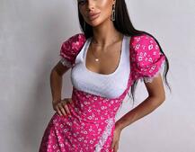 Сукня з квітковим принтом декорована мереживом  | PUSHKA SHOP