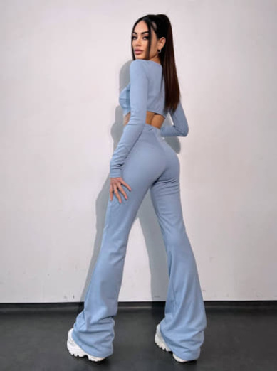 Комплект : штани кльош і топ , декорований бахромою зі страз Ручна робота | PUSHKA SHOP