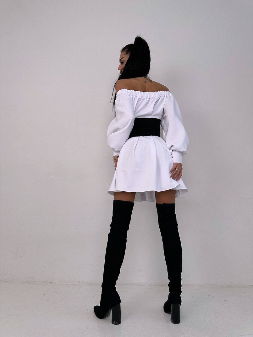 Приталена сорочка на плічках+  мереживний корсет | PUSHKA SHOP