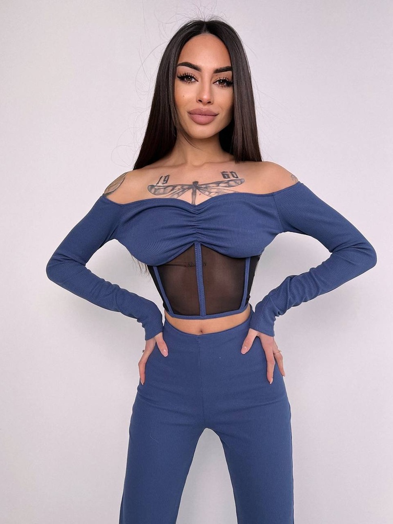 Комплект : штани кльош і топ з елементами корсету  | PUSHKA SHOP