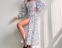 Улюблена сукня-міді зі шнурівкою на спинці та розрізом на ніжці | PUSHKA SHOP