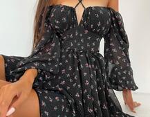 Шифоновое платье с завязками на груди Шифоновое платье с завязками на груди | PUSHKA SHOP