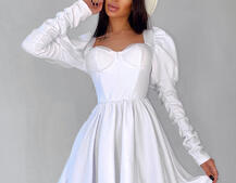 Платье-бюстье с объёмными рукавами и корсетными элементами На косточках, сзади на шнуровке. Платье-бюстье с объёмными рукавами и корсетными элементами На косточках, сзади на шнуровке. | PUSHKA SHOP