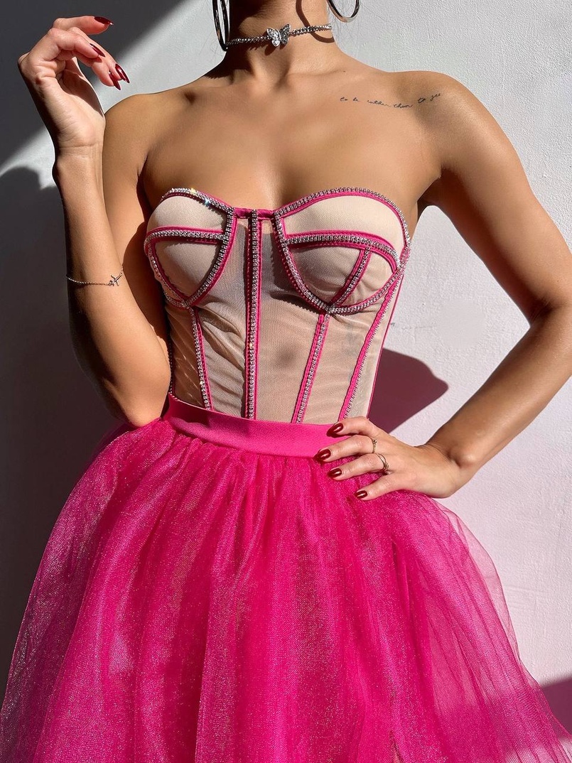 Комплект: корсет бюстьє декорований стразами + пишна спідниця максі  Ручна робота  | PUSHKA SHOP