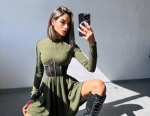 Приталена сукня з корсетною вставкою та спідницею-сонцем Приталена сукня з корсетною вставкою та спідницею-сонцем | PUSHKA SHOP