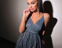 Блискуча сукня з пишною спідницею та шнурівкою на спинці | PUSHKA SHOP