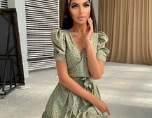 Милое платье в горошек с оборками + повязка на голову с бантом Милое платье в горошек с оборками + повязка на голову с бантом | PUSHKA SHOP