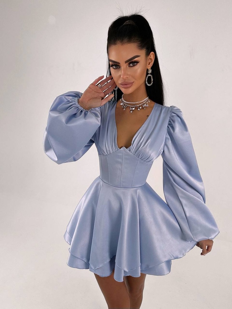 Атласна корсетна сукня  з пишною подвійною спідницею  | PUSHKA SHOP