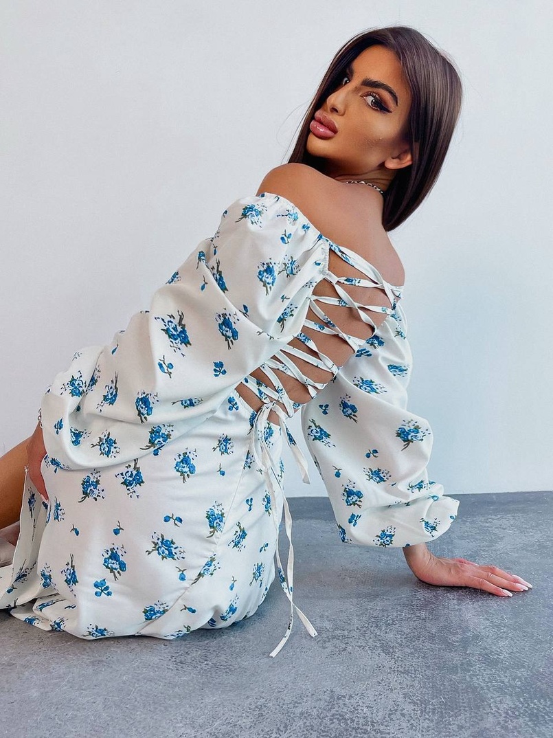 Сукня -міді зі шнурівкою на спинці та розрізом на ніжці | PUSHKA SHOP