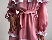 Сукня декорована мереживом | PUSHKA SHOP