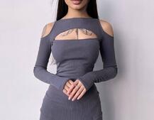 Трикотажне плаття по фігурі зі шнурівкою на ніжці | PUSHKA SHOP