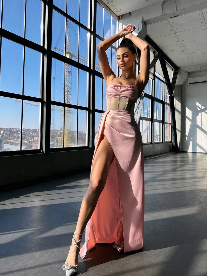 Комплект: корсет, декорований стразами + спідниця максі з драпіруванням  | PUSHKA SHOP