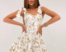 Сукня з чашечками та елементами корсету в квітковий принт  | PUSHKA SHOP