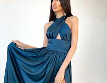 Платье макси с разрезом на юбке и верхом на завязках Платье макси с разрезом на юбке и верхом на завязках | PUSHKA SHOP