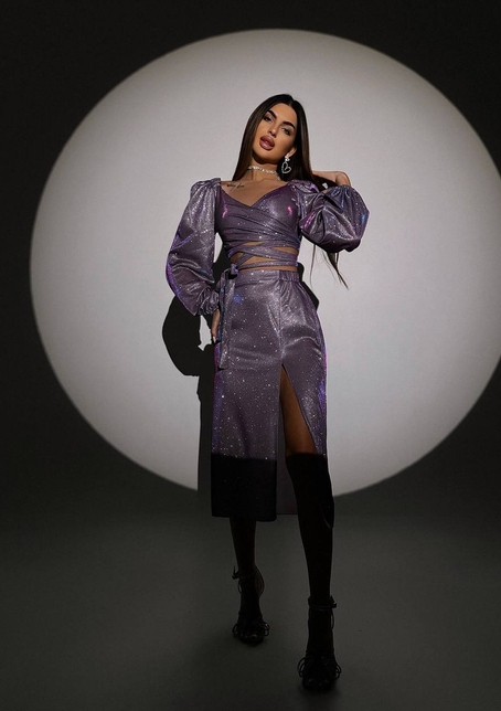 Сяючий комплект: топ  + спідниця  | PUSHKA SHOP