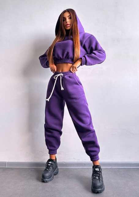 Базовий костюм на флісі з об'ємними капюшоном | PUSHKA SHOP