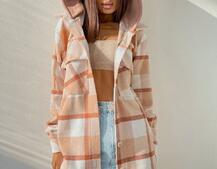 Кашемировая рубашка в клетку с капюшоном  | PUSHKA SHOP