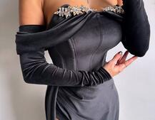 Оксамитова сукня максі декорована стразами Ручна робота Оксамитова сукня максі декорована стразами Ручна робота | PUSHKA SHOP