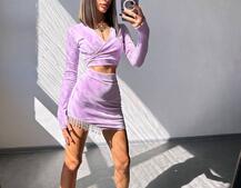 Оксамитовий комплект, декорований бахромою зі страз | PUSHKA SHOP