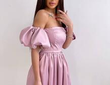 Атласное платье макси с объемными рукавами   Атласное платье макси с объемными рукавами   | PUSHKA SHOP