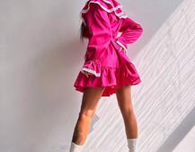 Котонова сукня декорована мереживом    | PUSHKA SHOP