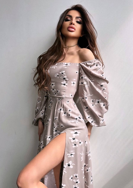 Сукня -міді зі шнурівкою на спинці та розрізом на ніжці | PUSHKA SHOP