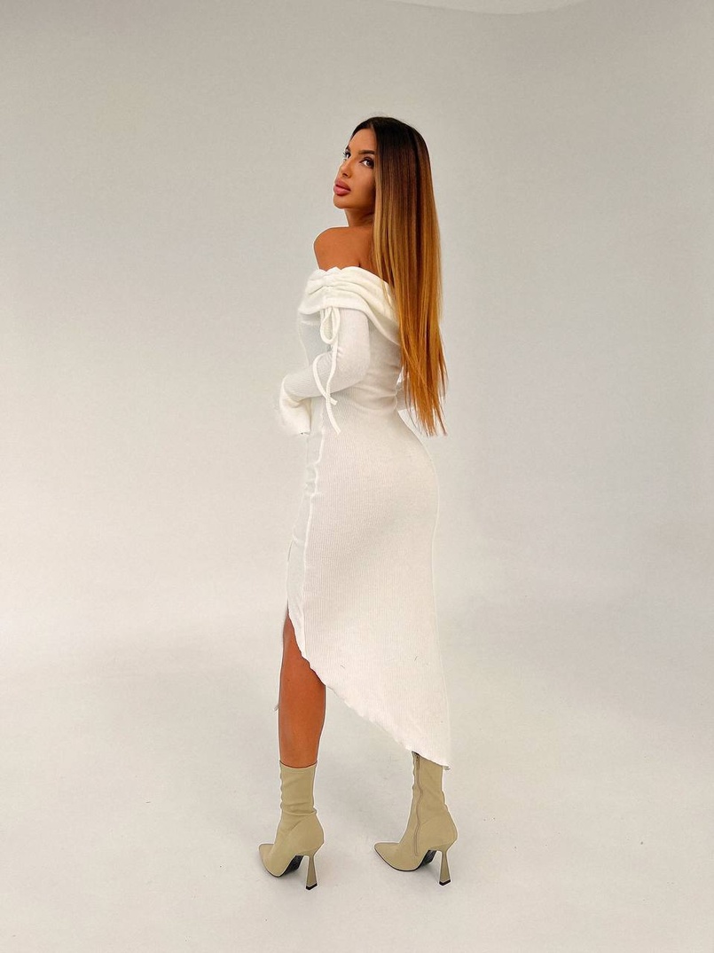 Трикотажна сукня міді з хомутом   | PUSHKA SHOP