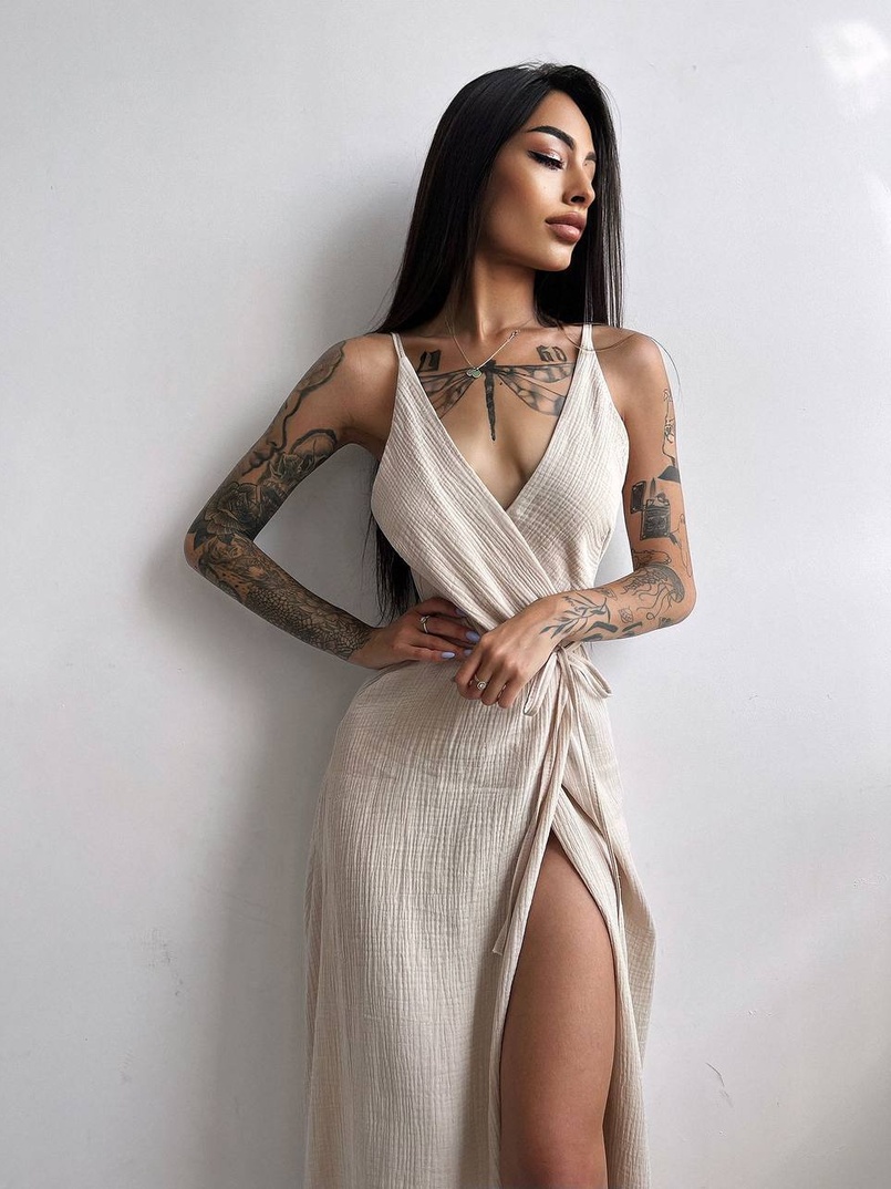 Муслиновое платье с запахом Муслиновое платье с запахом | PUSHKA SHOP