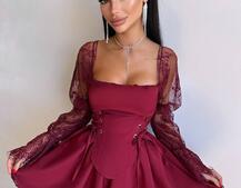 Сукня з корсетом декорована мереживом  | PUSHKA SHOP