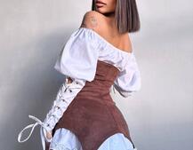 Комплект: сукня декорована мереживом + корсет Комплект: сукня декорована мереживом + корсет | PUSHKA SHOP