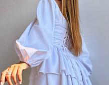 Комплект: сукня з подвійною спідницею + корсет, декорований стразами    | PUSHKA SHOP