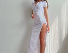 Трикотажна сукня поло з розрізом | PUSHKA SHOP