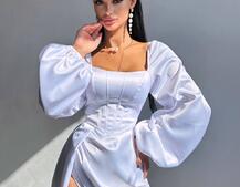 Атласний комплект: корсет + спідниця  максі з драпіруванням | PUSHKA SHOP