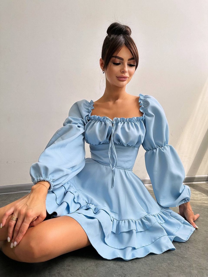 Сукня з воланами та шнурівкою  по спинці | PUSHKA SHOP