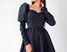 Платье-бюстье с объёмными рукавами и корсетными элементами На косточках, сзади на шнуровке. Платье-бюстье с объёмными рукавами и корсетными элементами На косточках, сзади на шнуровке. | PUSHKA SHOP