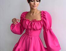 Сукня з воланами та шнурівкою  по спинці | PUSHKA SHOP