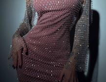 Сукня із сітки зі стразами на трикотажній підкладці  | PUSHKA SHOP