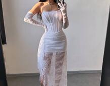 Мереживна сукня максі з рукавичками  | PUSHKA SHOP